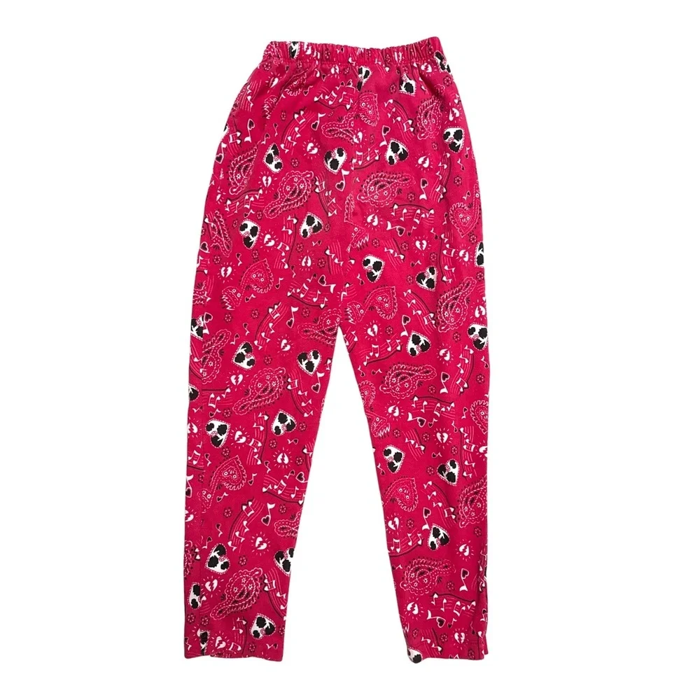 Vtg Spumoni‎ Pink Hoodie Set Dancing Cows Graphic Bandana print Stirrup Pants 14